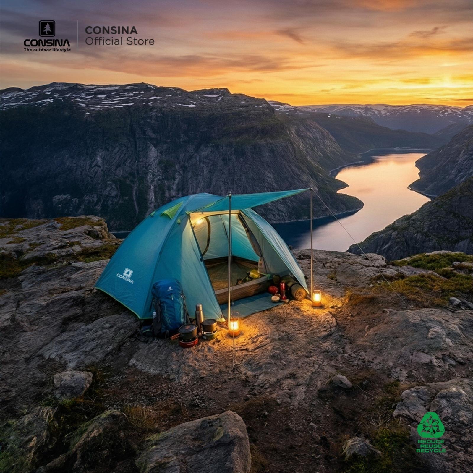 Consina Desert Fox 3 Alloy Tenda Dome Gunung 2-3 Orang | Outdoor Camping Hiking Tent - Alloy
